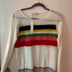 Trina Turk Multi-colored stripe "Reserved Sweater" with Lantern Sleeves